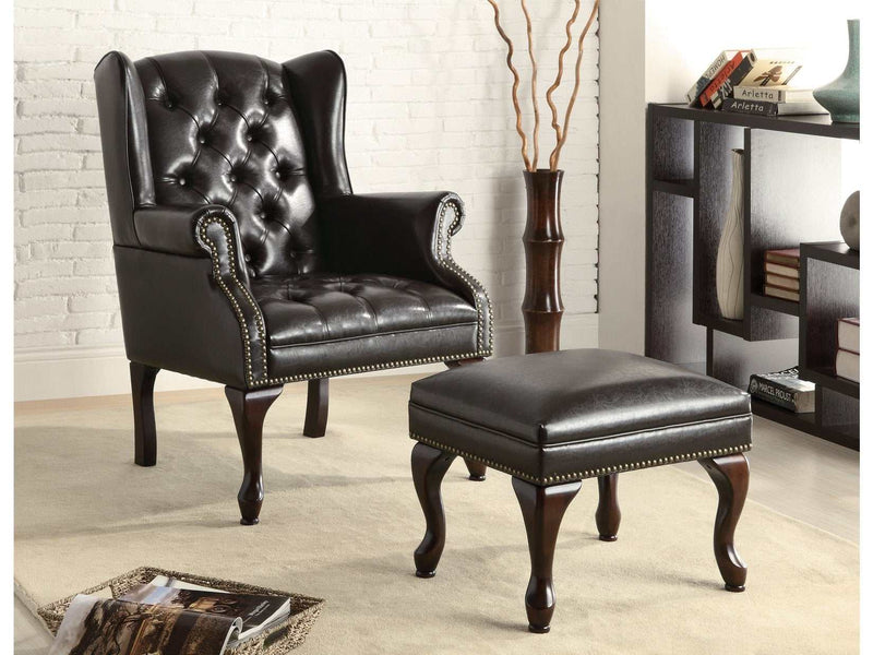 Celyn - Black & Espresso  - Accent Chair and Ottoman - Ornate Home