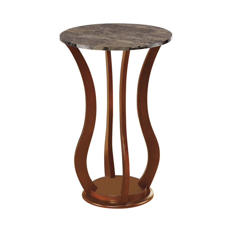 Elton Brown Round Marble Top Accent Table - Ornate Home