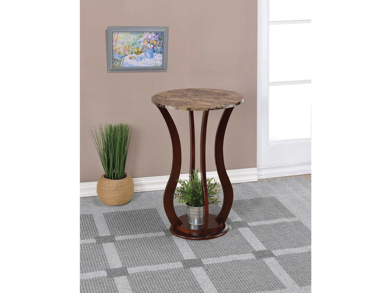 Elton Brown Round Marble Top Accent Table - Ornate Home