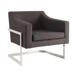 Inezia Chrome & Grey Accent Chair - Ornate Home