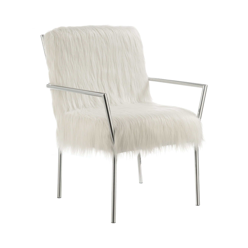 Xander White Accent Chair w/ Metal Arm - Ornate Home
