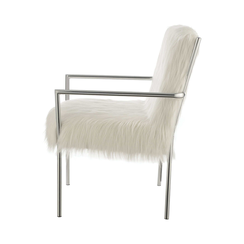 Xander White Accent Chair w/ Metal Arm - Ornate Home