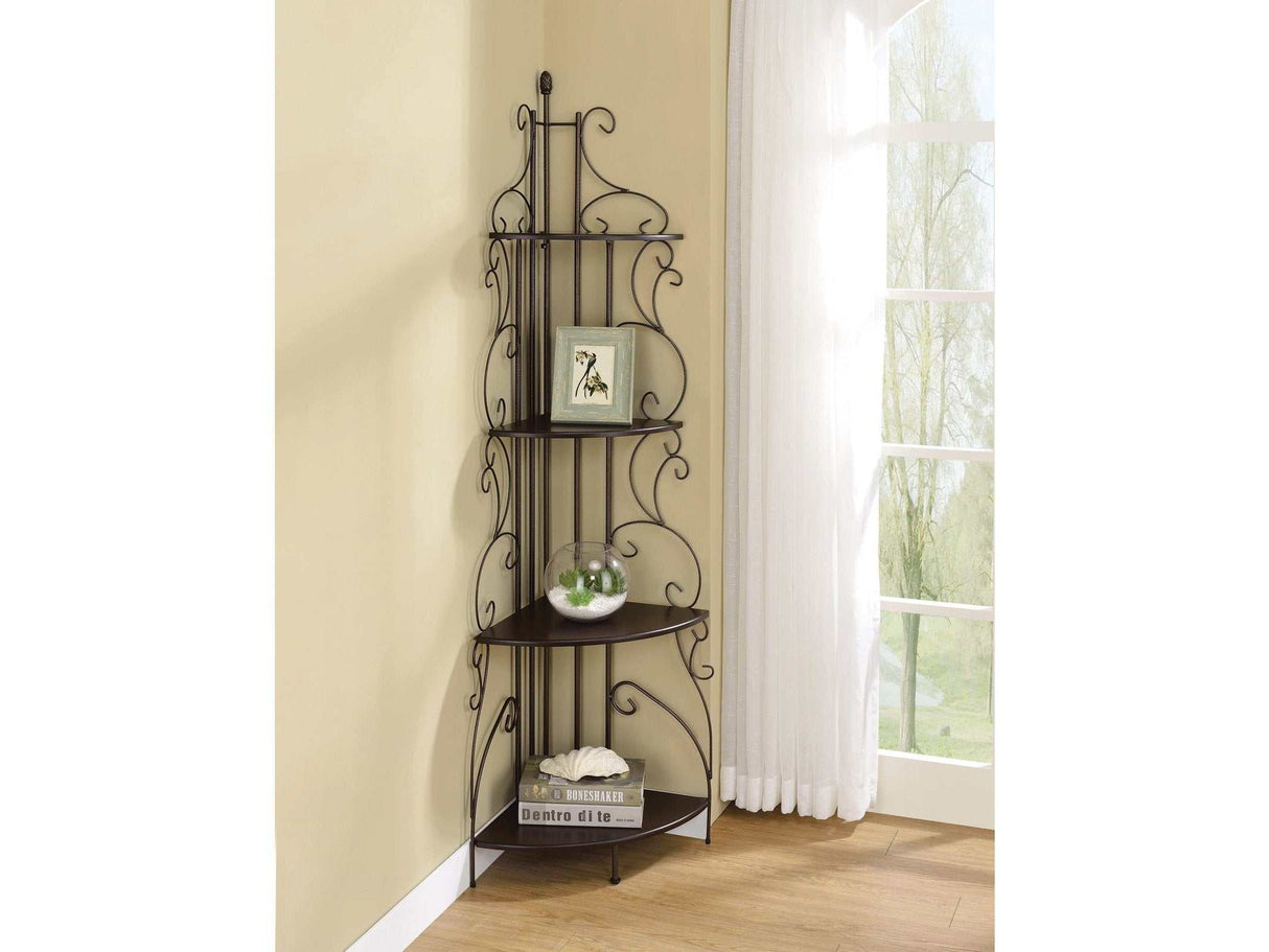 Rando Cappuccino Corner Bookcase - Ornate Home