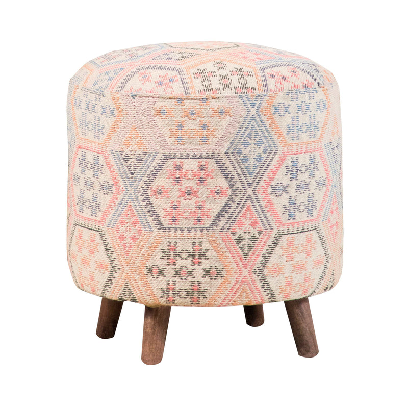 Ikat MultiColor Round Accent Stool - Ornate Home