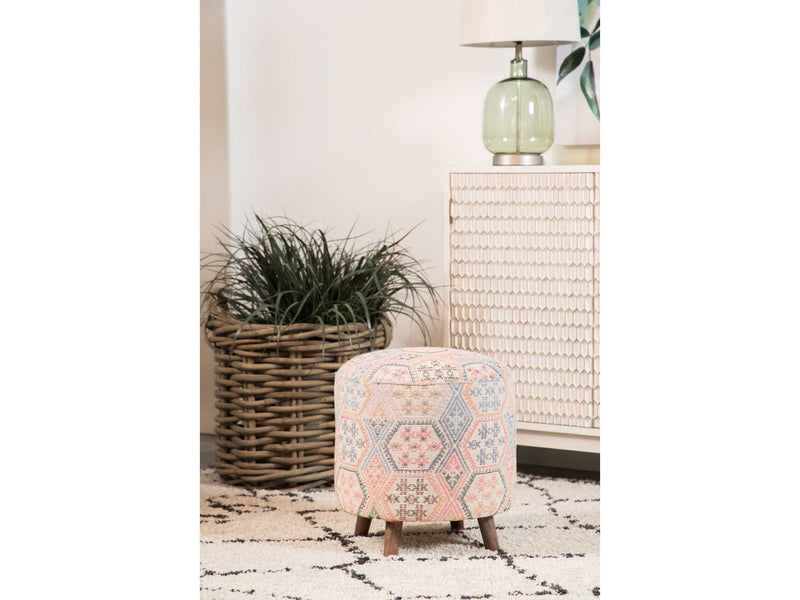 Ikat MultiColor Round Accent Stool - Ornate Home