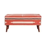 Armaan Orange And Beige Bench w/ Storage - Ornate Home