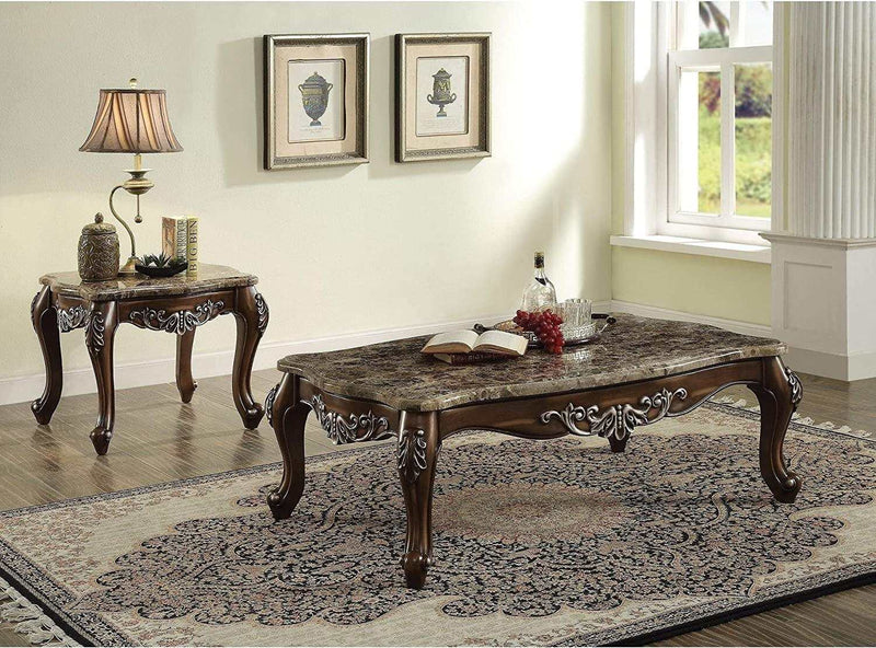 Latisha Marble & Antique Oak Coffee Table - Ornate Home