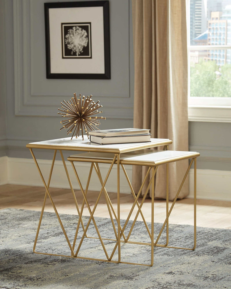 Kurtis - White & Gold - 2pc Nesting Table Set - Ornate Home