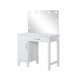 Ida White & Dark Grey Vanity Set w/ LED Lights - Ornate Home