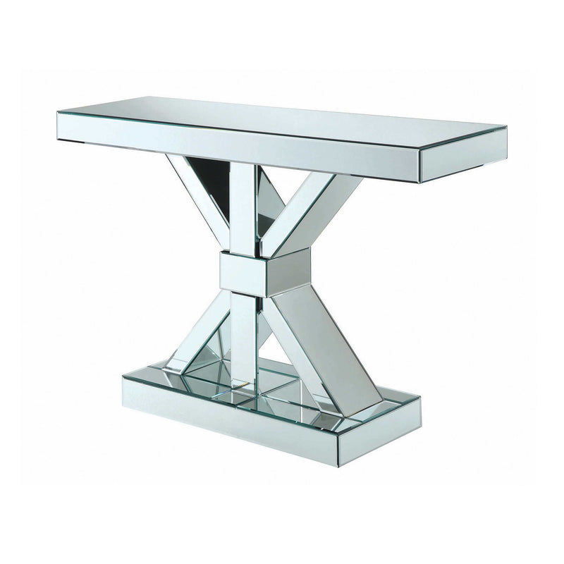 Reventlow Clear Mirror X Shaped Base Console Table