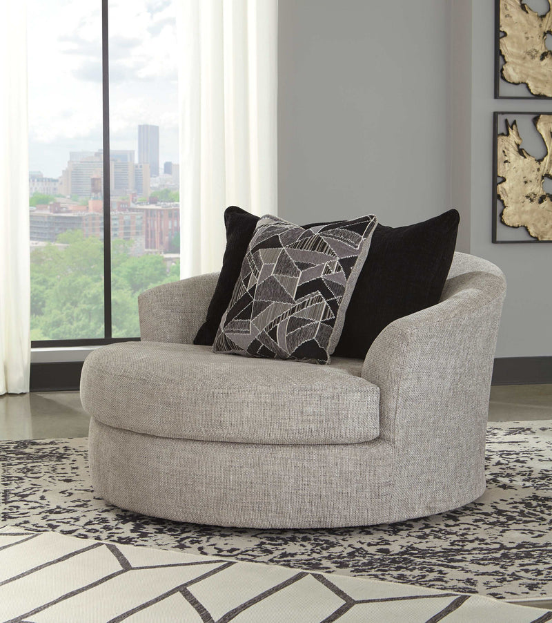 Megginson Storm Gray Swivel Chair & Ottoman Set - Ornate Home