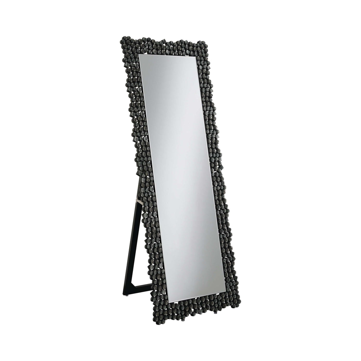 Anisha Silver & Smoky Grey Textural Frame Cheval Floor Mirror - Ornate Home