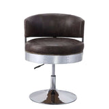 Brancaster Distress Chocolate Top Grain Genuine Leather Bar Stool / 1pc - Ornate Home