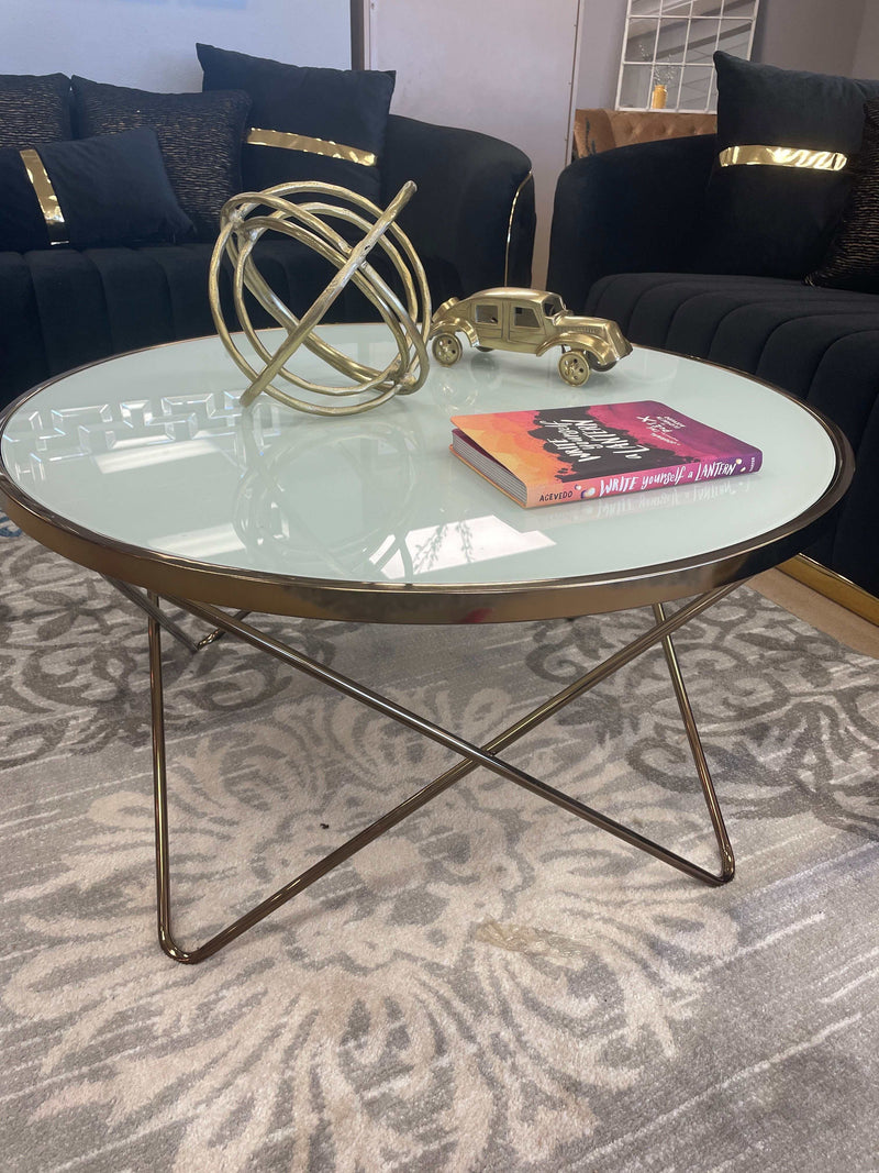 Valora Champagne & Frosted Glass Coffee Table - Ornate Home