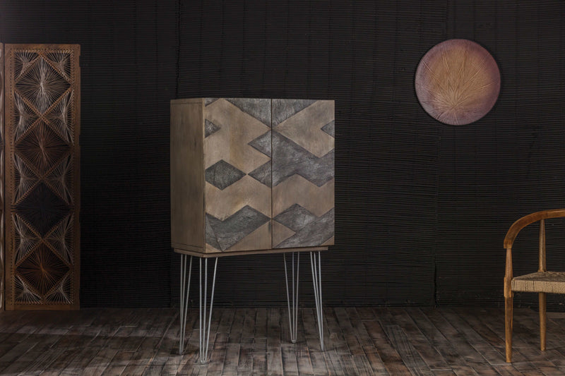 Keva Gray Stone & Ash Oak Armoire / Cabinet
