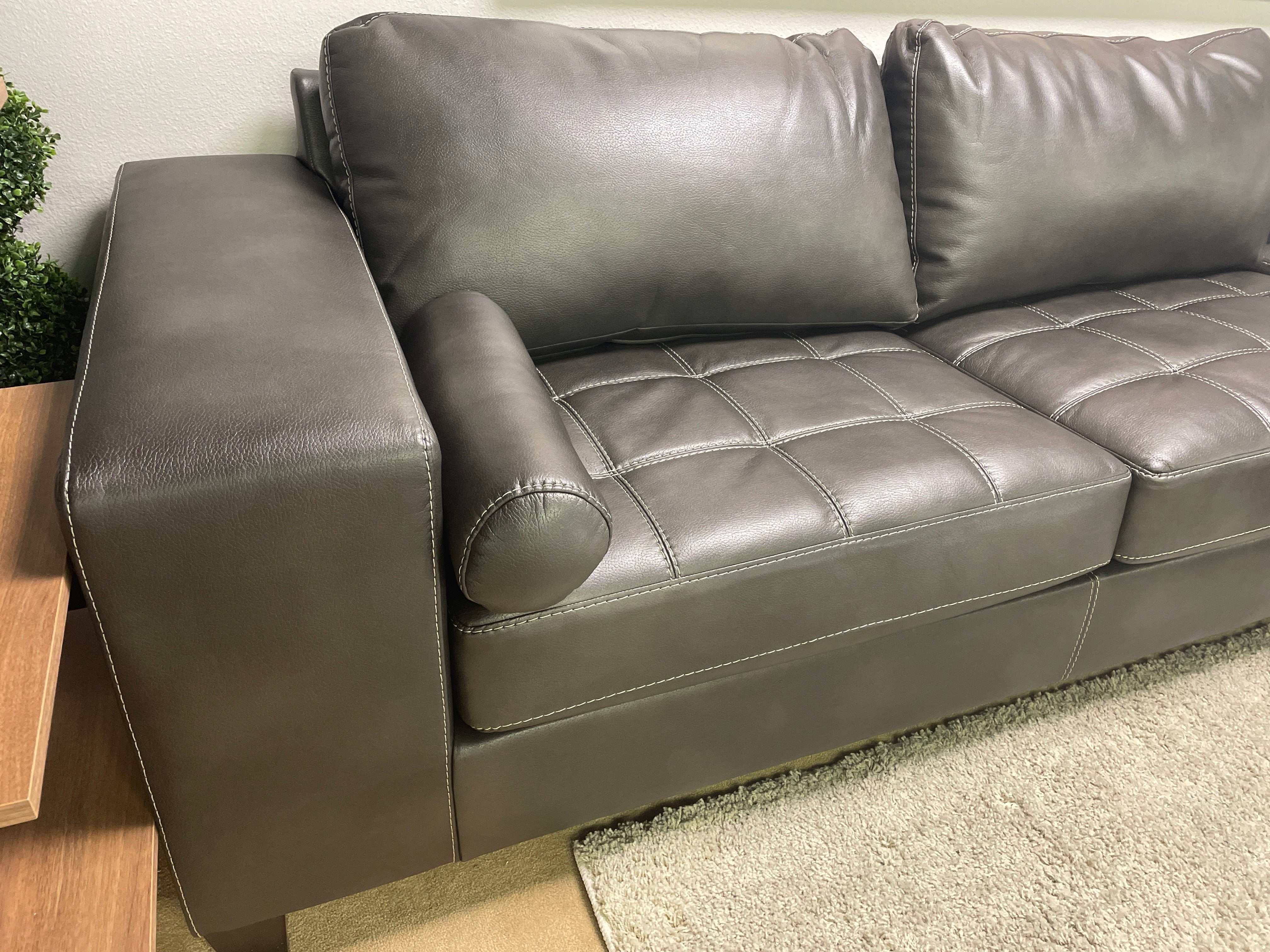 Nokomis Charcoal Faux Leather L Shape 2pc Sectional w/ Chaise - Ornate Home