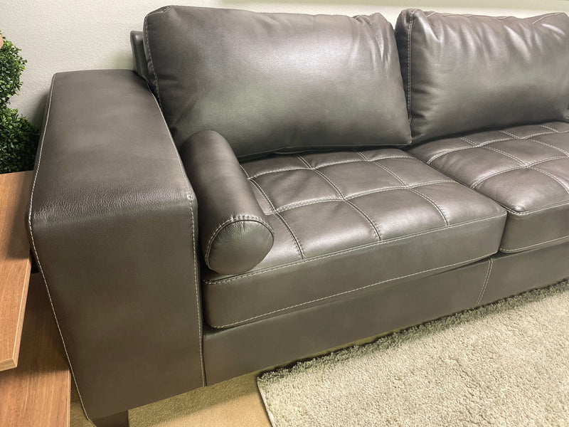 Nokomis - Charcoal Faux Leather - L Shape 2pc Sectional w/ Chaise - Ornate Home