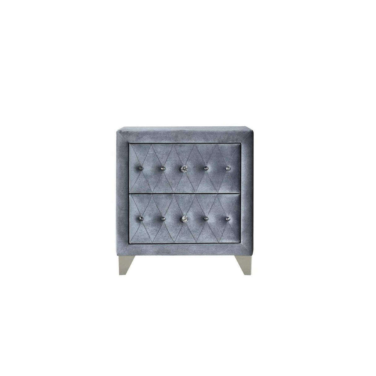 Dante Gray Velvet Nightstand - Ornate Home