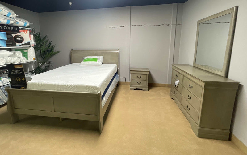 [CYBER WEEK] Kordasky - Gray - 4pc Queen Sleigh Bedroom Set - Ornate Home
