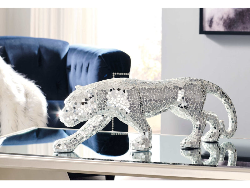 Drice Mirrored Panther Sculpture - Ornate Home