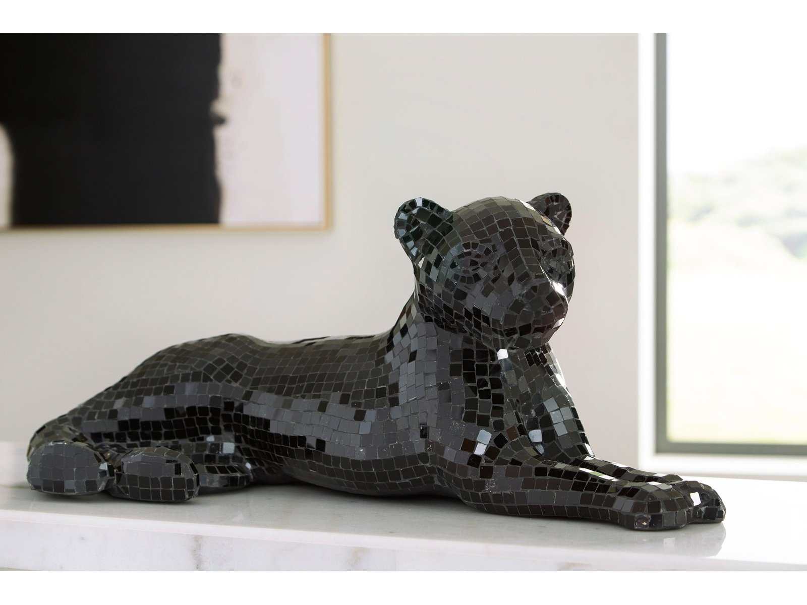 Drice Black Glass Panther Sculpture - Ornate Home