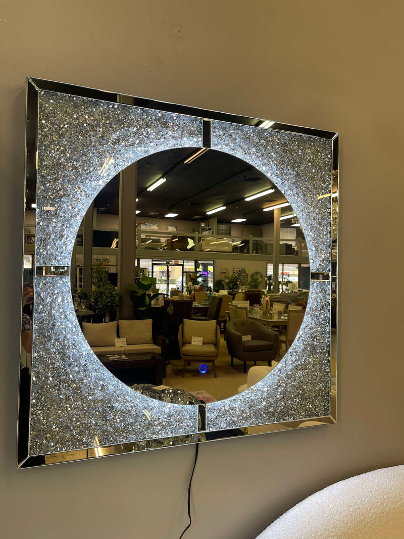 Fern Silver & Black Mirror /w LED - Ornate Home