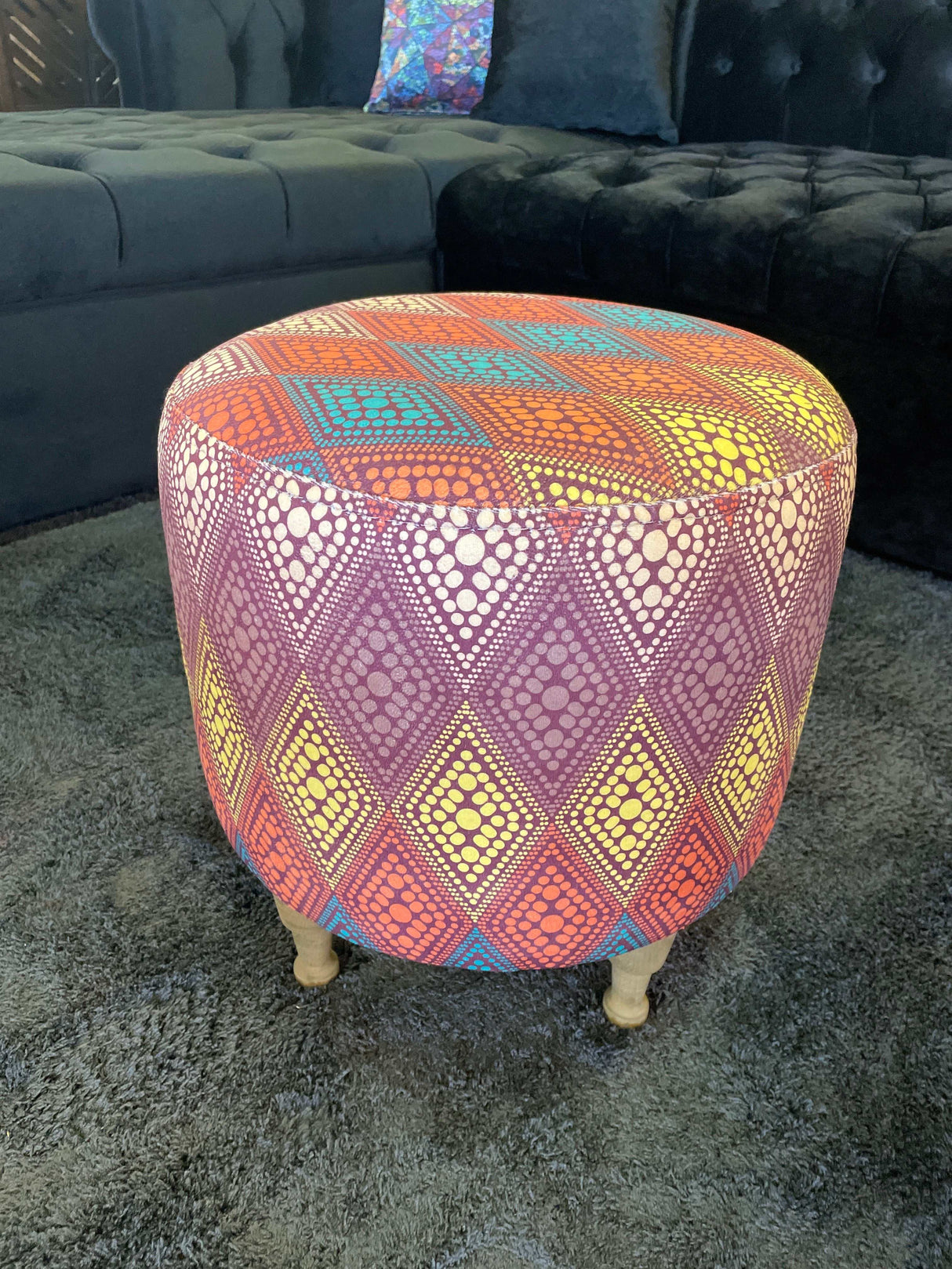 BOGO! Small Multi Color Accent Pouf - Ornate Home