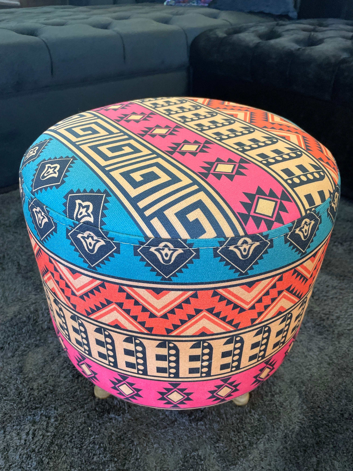 BOGO! Small Multi Color Accent Pouf - Ornate Home