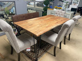 Sherman Natural Acacia & Matte Black Rectangular Dining Table - Ornate Home