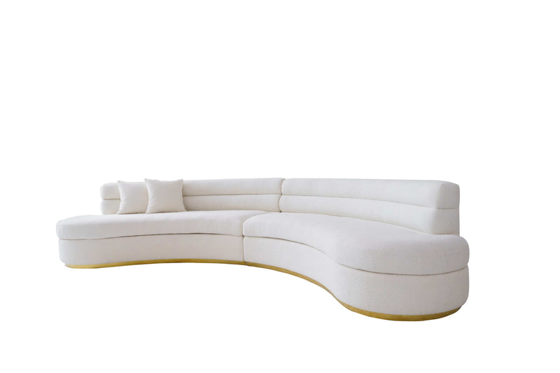 [CYBER WEEK] Beatrix - Ivory Boucle & Stainless Steel - 2pc Curved Sectional Sofa - Ornate Home