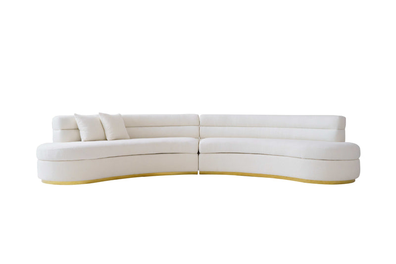 [CYBER WEEK] Beatrix - Ivory Boucle & Stainless Steel - 2pc Curved Sectional Sofa - Ornate Home