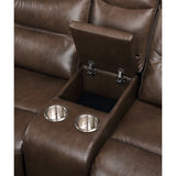 Aashi Brown Reclining Loveseat w/Console - Ornate Home