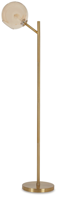 Abanson Gold Floor Lamp w/ Glass Shade - Ornate Home