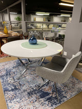 Abby Light Grey & Chrome Flare Arm Side Chair / 1pc - Ornate Home