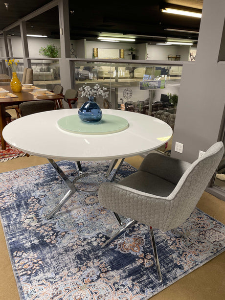 Abby Light Grey & Chrome Flare Arm Side Chair / 1pc - Ornate Home