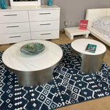Abilene Marble & Stainless Steel Nesting Cocktail/Coffee Table (Set of 2) - Ornate Home