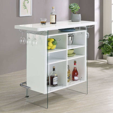 Acosta White High Gloss Home Bar - Ornate Home