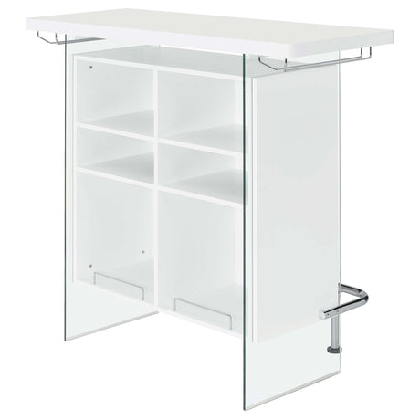 Acosta White High Gloss Home Bar - Ornate Home