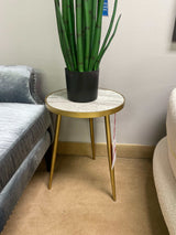 Ada White & Gold Round Accent Table - Ornate Home