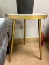 Ada White & Gold Round Accent Table - Ornate Home