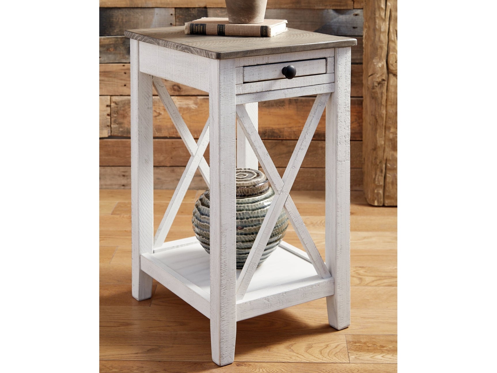 Adalane White & Gray Accent Table - Ornate Home