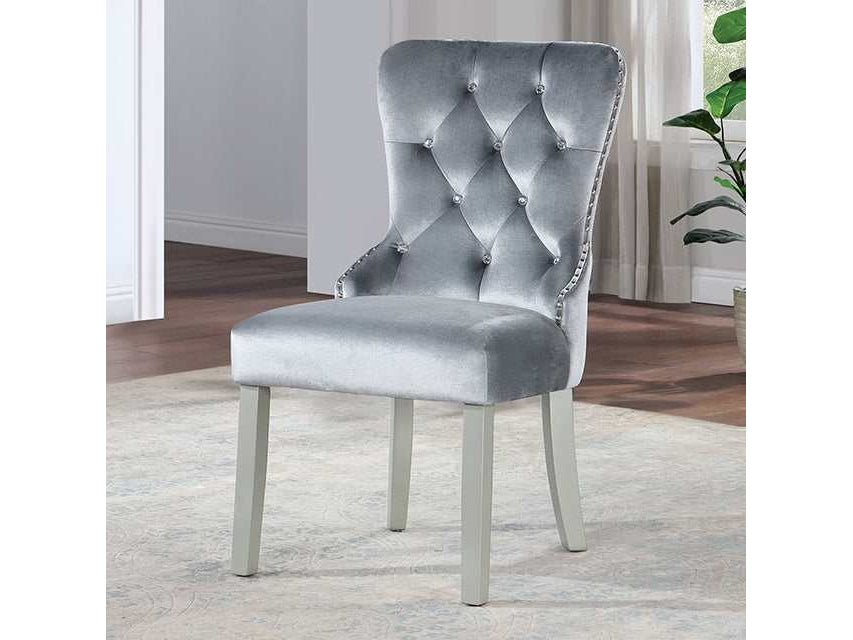 Adalia Silver/Dark Gray Wingback Chair (Set of 2) - Ornate Home