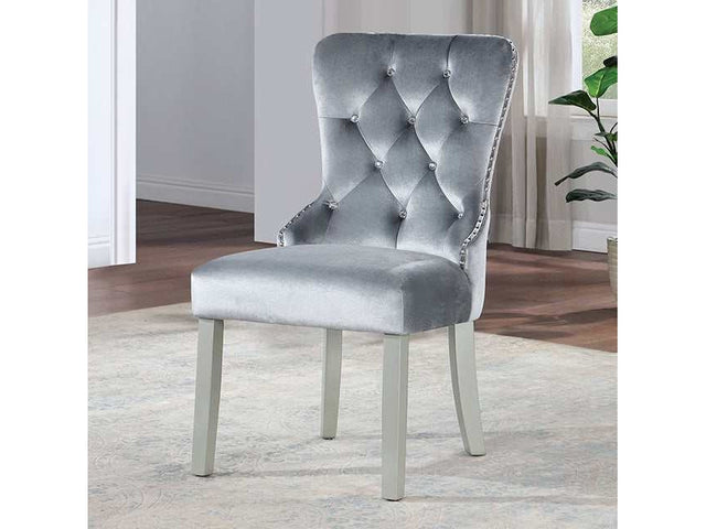 Adalia Silver/Dark Gray Wingback Chair (Set of 2) - Ornate Home