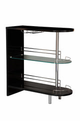 Adolfo Glossy Black & Clear 3 Tier Bar Table - Ornate Home