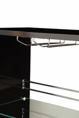 Adolfo Glossy Black & Clear 3 Tier Bar Table - Ornate Home