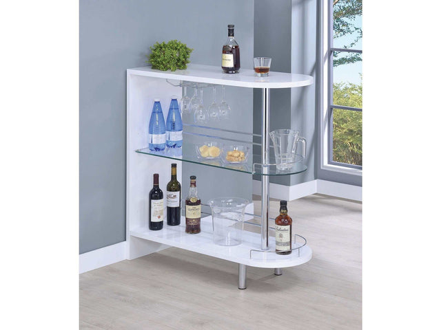 Adolfo Glossy White & Clear 3 Tier Bar Table - Ornate Home