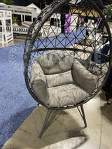 Aeven Light Gray & Black Patio Lounge Chair - Ornate Home