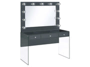 Afshan Grey High Gloss / Clear Vanity Table & Mirror - Ornate Home