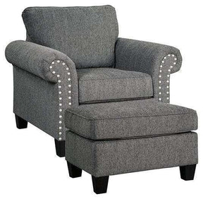 Agleno Charcoal Chair & Ottoman Set - Ornate Home