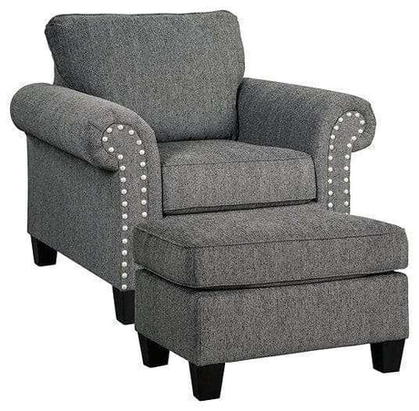 Agleno Charcoal Chair & Ottoman Set - Ornate Home